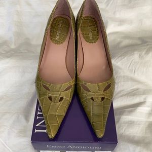 Enzo Angiolini Green Croc heels.